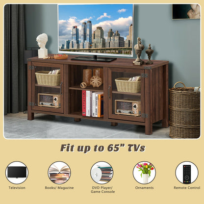 TV Stand Entertainment Center for TVs up to 65 Inch with Storage Cabinets-Walnut