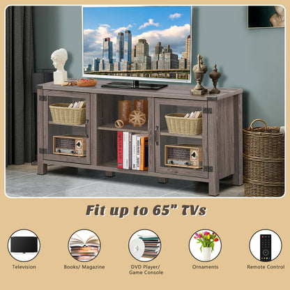 TV Stand Entertainment Center for TVs up to 65 Inch with Storage Cabinets-Gray