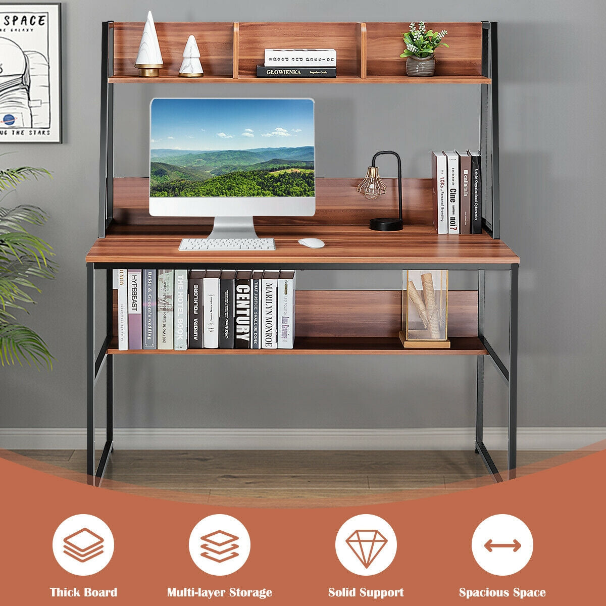 47-Inch Computer Desk Writing Study Table Workstation-Coffee