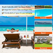 7.2 Feet Portable Outdoor Beach Umbrella with Sand Anchor and Tilt Mechanism-Multicolor