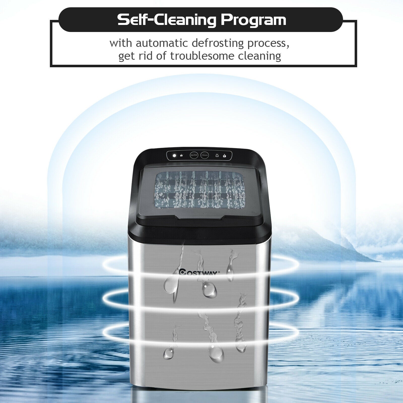 Ice Making Machine with 29 Pounds Pebble Ice per Day-Silver