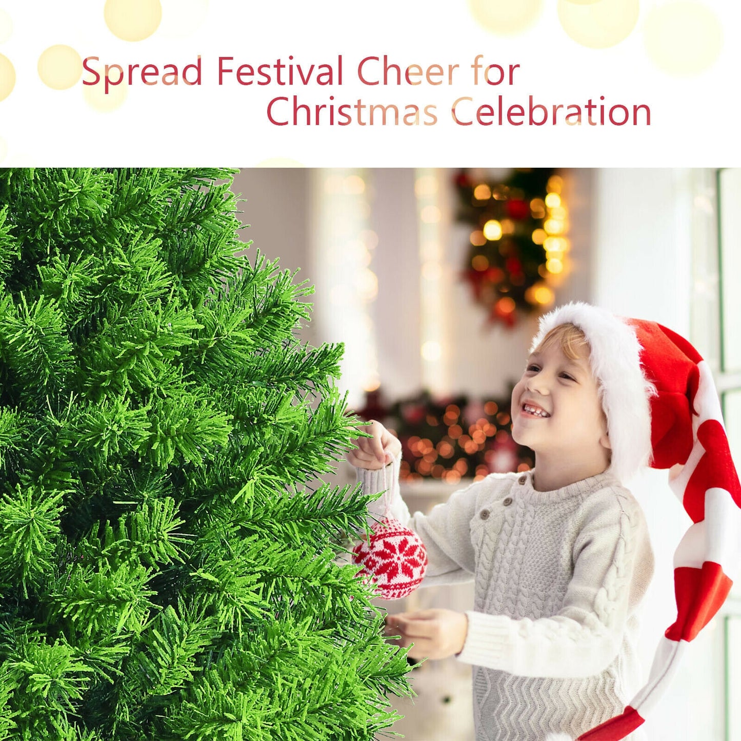 Snow Flocked Artificial Christmas Tree with Metal Stand-4.5 ft