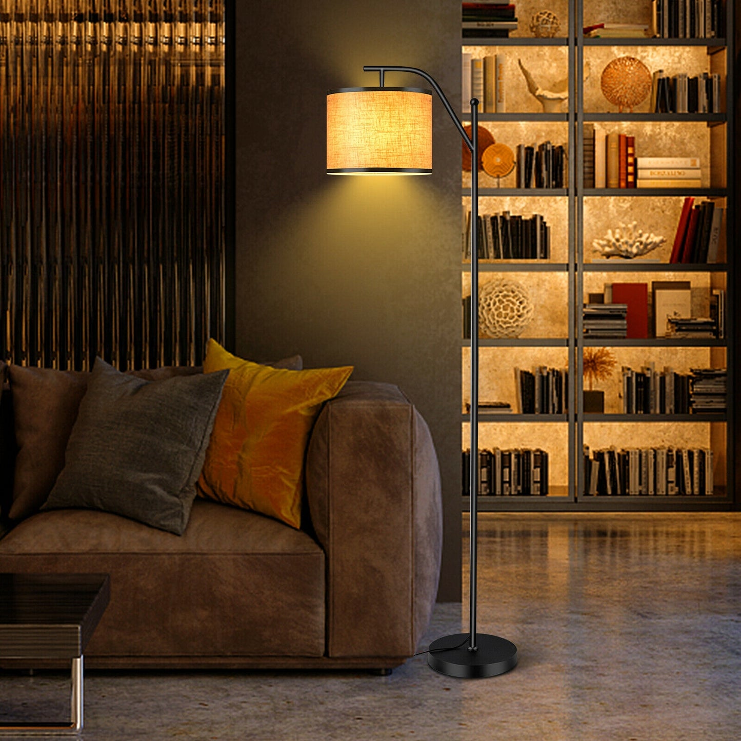 Standing Floor Lamp with Adjustable Head for Living Room and Bedroom