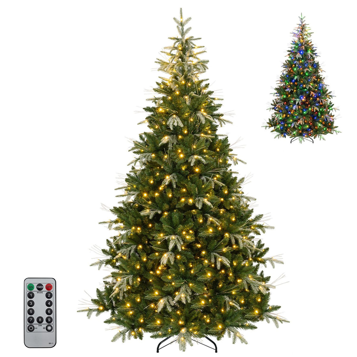 Artificial Christmas Tree with Full Branch Tips and Dual-Color LED Lights-9 Feet