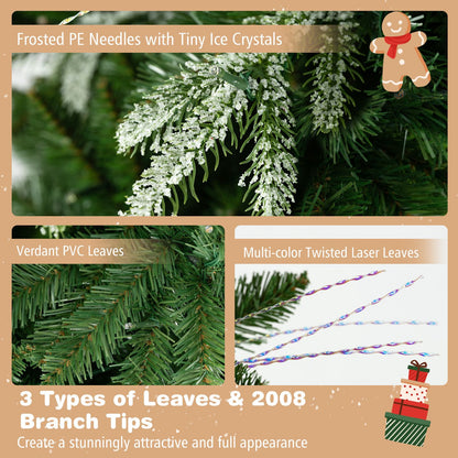 Artificial Christmas Tree with Full Branch Tips and Dual-Color LED Lights-9 Feet