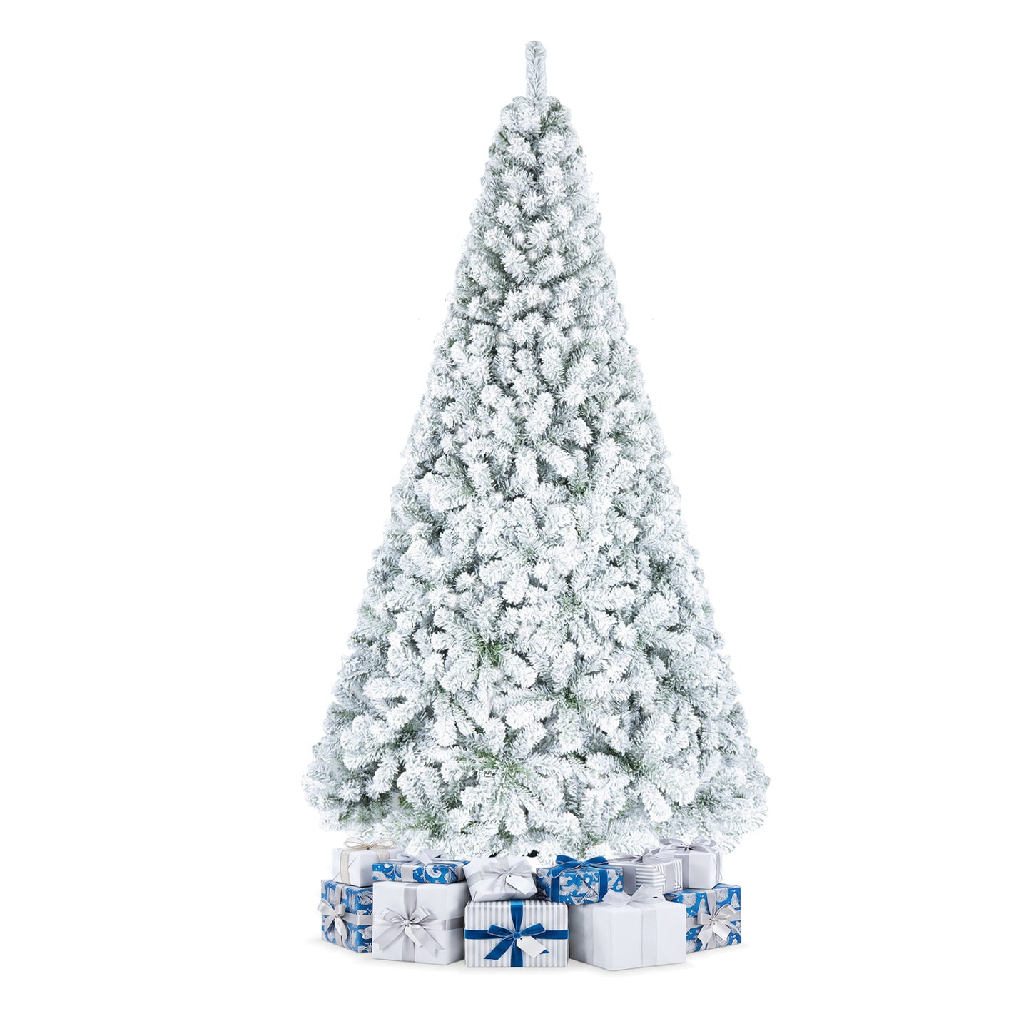 Snow-Flocked Artificial Christmas Tree 9 ft with Metal Stand