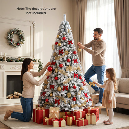 Snow-Flocked Artificial Christmas Tree 9 ft with Metal Stand