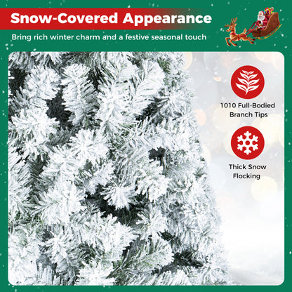 Snow-Flocked Artificial Christmas Tree 9 ft with Metal Stand
