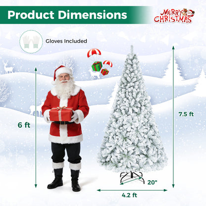 Snow-Flocked Artificial Christmas Tree 9 ft with Metal Stand