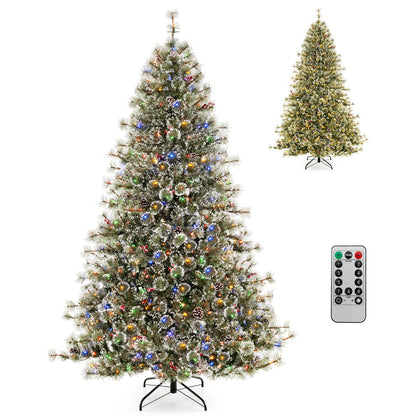 6/7.5/9 FT Artificial Christmas Tree Pre-Lit Hinged Holiday Tree with 360° Quick Power Connector-7.5ft - 7.5Ft