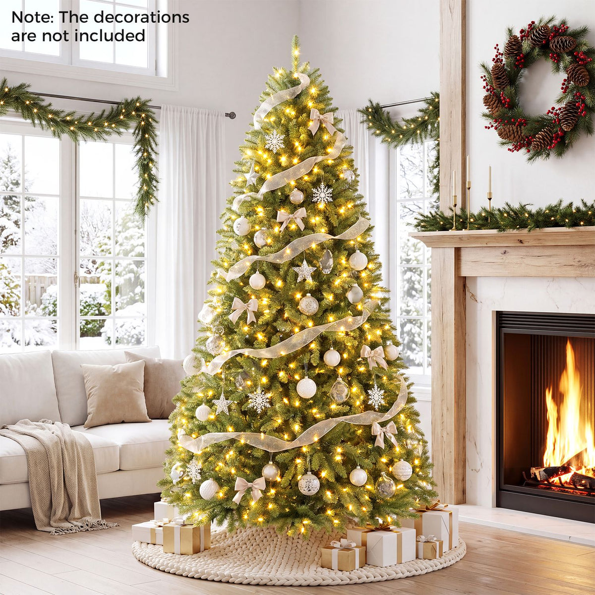 10/7.5/6.5 FT Pre-Lit Artificial Christmas Tree w/ 1100/600/650 Warm White LED Lights
