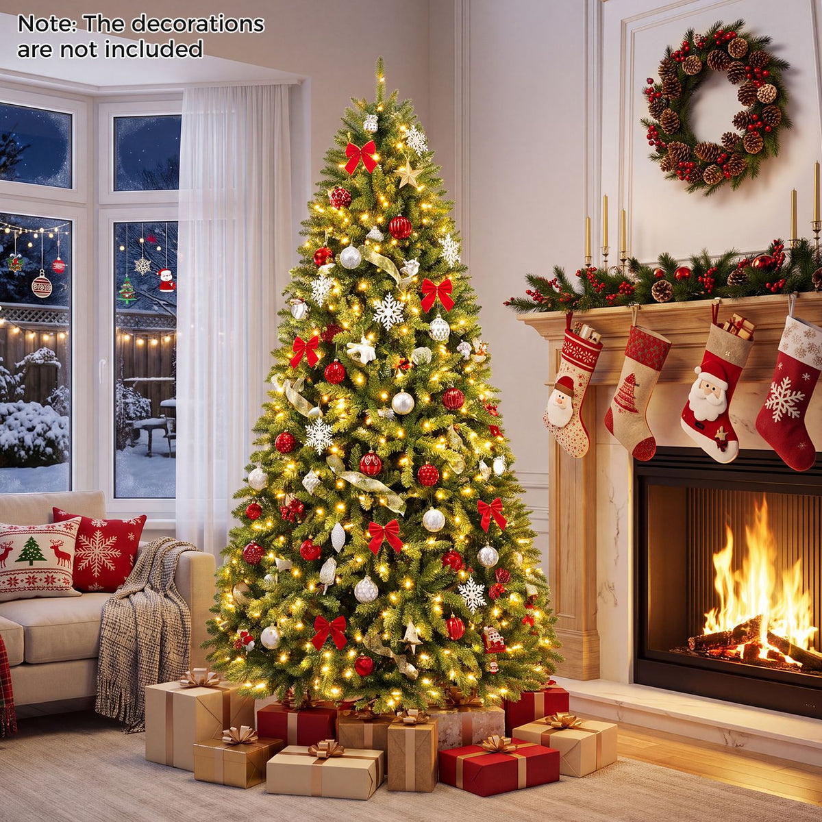 10/7.5/6.5 FT Pre-Lit Artificial Christmas Tree w/ 1100/600/650 Warm White LED Lights