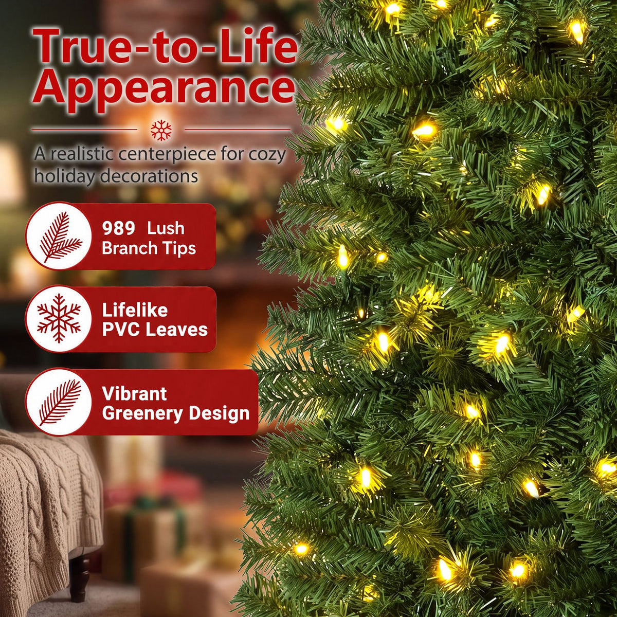 6.3 FT Smart Pencil Christmas Tree with Pre