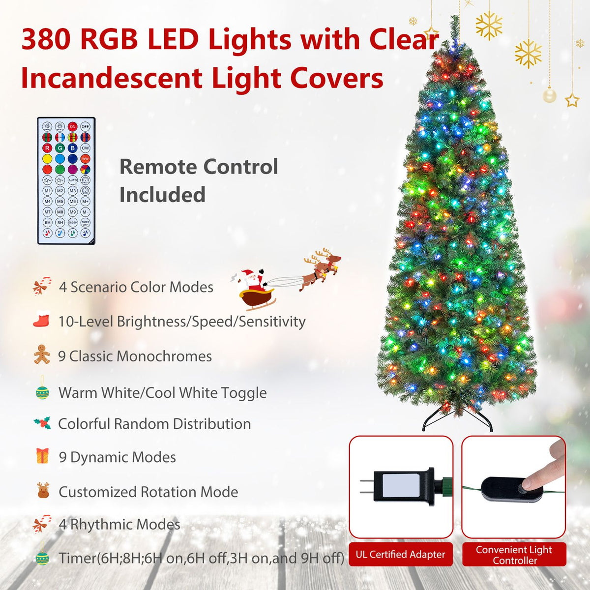6.3 FT Smart Pencil Christmas Tree with Pre