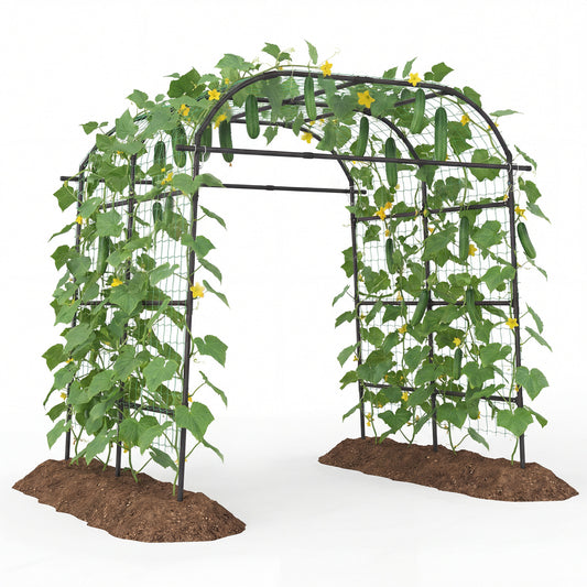 7.5 FT Tall Metal Garden Arch Trellis for Climbing Plants Outdoor