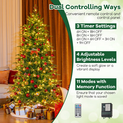 7.5 Feet Pre-Lit Artificial Christmas Tree with Warm White LED Lights