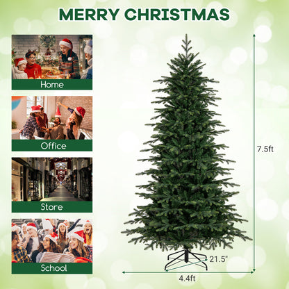 7.5 Feet Pre-Lit Artificial Christmas Tree with Warm White LED Lights