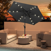 7.5 Feet Solar Powered Patio Umbrella with LED Lights and Crank Handle-Gray