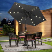 7.5 Feet Solar Powered Patio Umbrella with LED Lights and Crank Handle-Gray