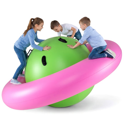 7.5 Foot Giant Inflatable Dome Rocker Bouncer with 6 Built-in Handles for Kids-Pink - Pink