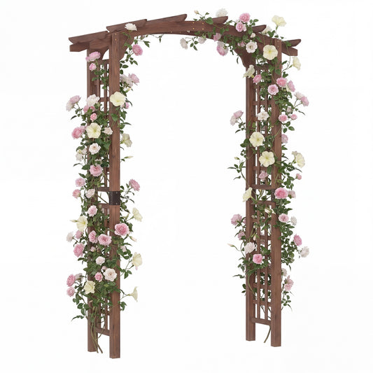 7.5 Ft Garden Arch Wooden Arbor Outdoor Wood Trellis for Climbing Plants