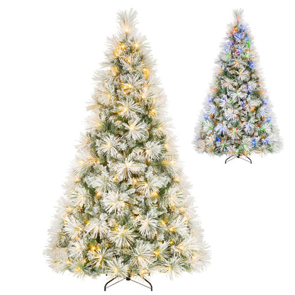 7.5 ft Flocked Pine Christmas Tree with Folding Metal Stand