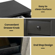 2 Pieces Multipurpose Retro Nightstand with 2 Drawers-Black