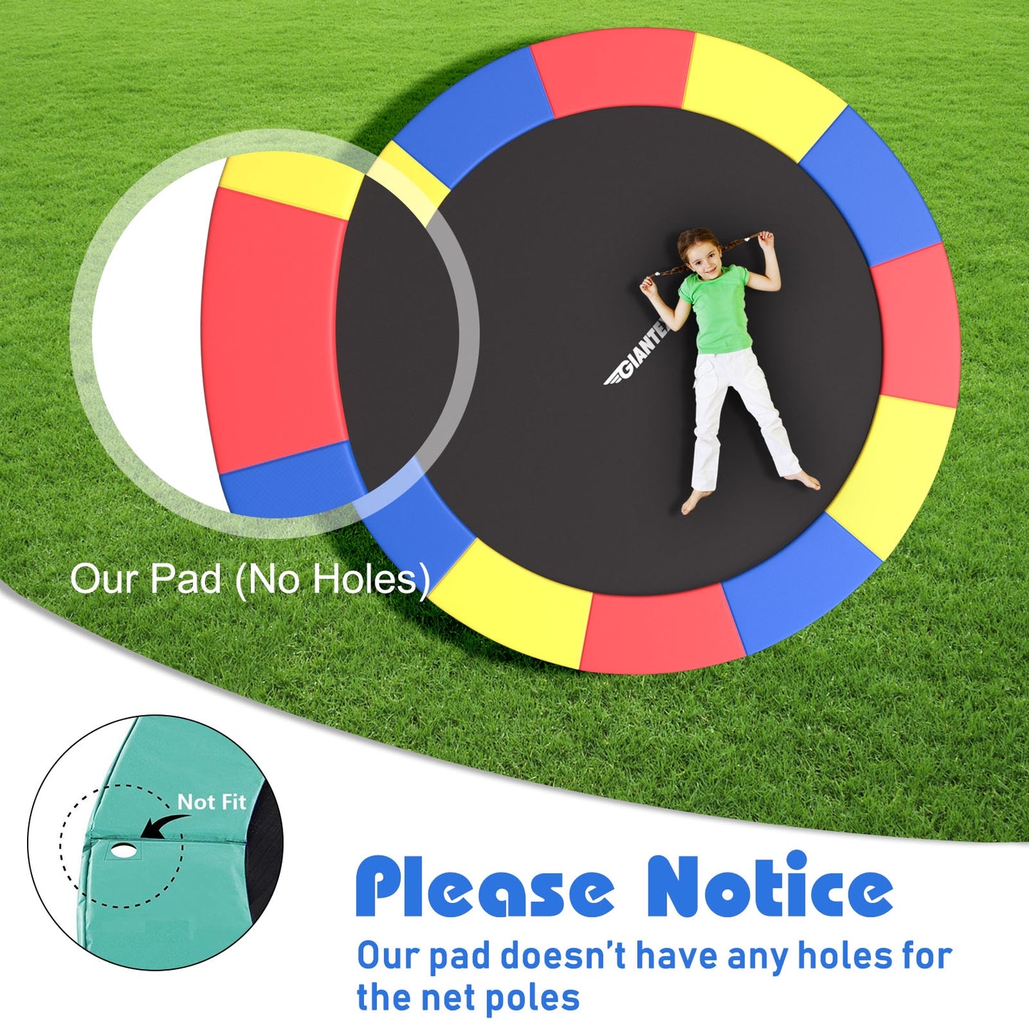 8 Feet Trampoline Spring Safety Cover without Holes