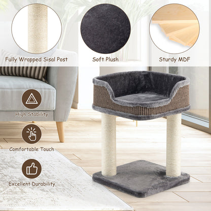 Multi-Level Cat Climbing Tree with Scratching Posts and Large Plush Perch