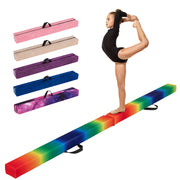 9 FT Folding Gymnastics Balance Beam with Anti-slip Base and Pine Wood Frame-Rainbow - Rainbow