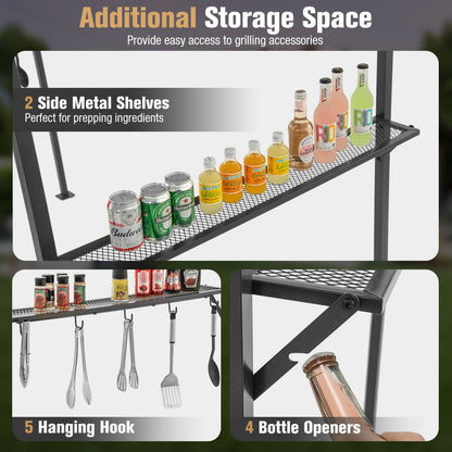 BBQ Grill Canopy 7.8 x 4.4 FT with Shelves and Sidewall