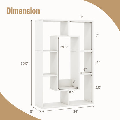 7-Cube Geometric Bookshelf Modern Decorative Open Bookcase-White