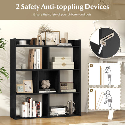7 Cubes Open-back Bookshelf with Anti-Toppling Devices