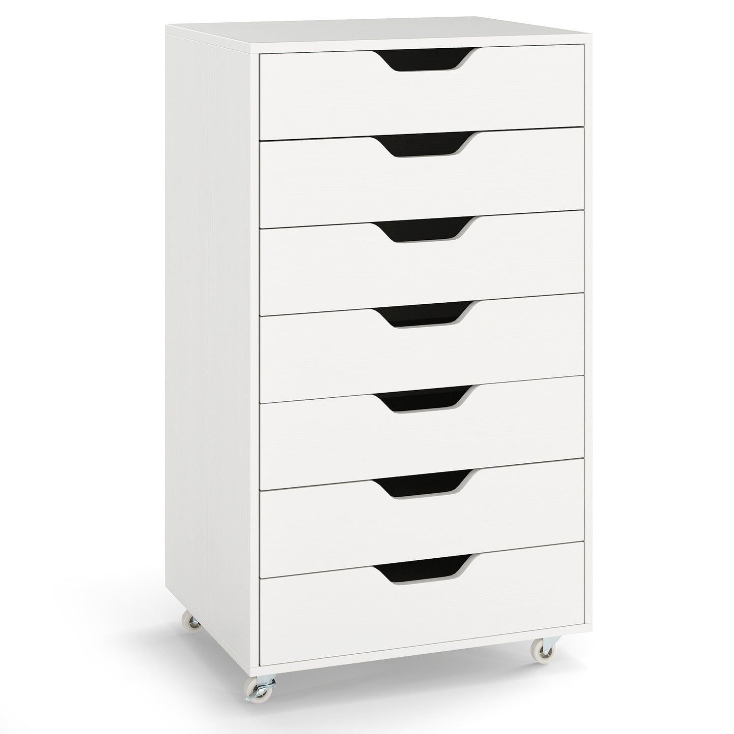 7-Drawer Chest Storage Dresser Floor Cabinet Organizer with Wheels-White