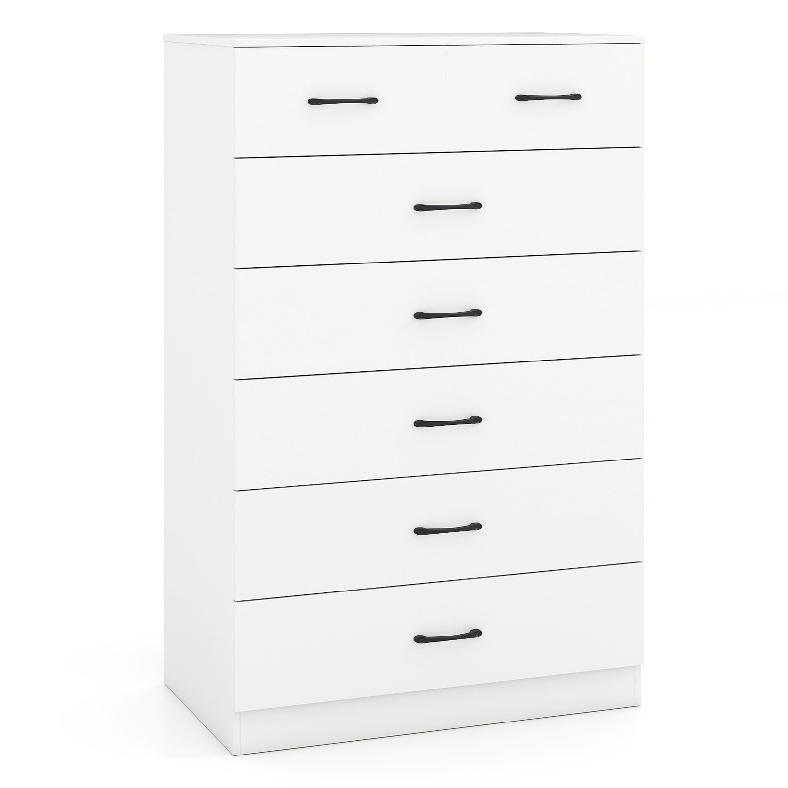 7-Drawer Tall Dresser with Metal Handles and Anti-Tipping Kits-White