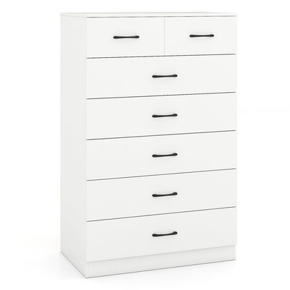 7-Drawer Tall Dresser with Metal Handles and Anti-Tipping Kits-White