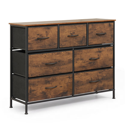 7-Drawer Wide Dresser with Fabric Drawers for Bedroom