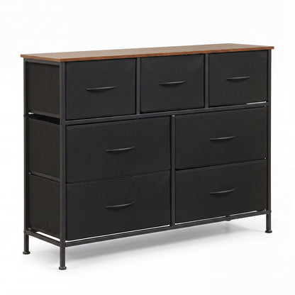 7-Drawer Wide Dresser with Fabric Drawers for Bedroom