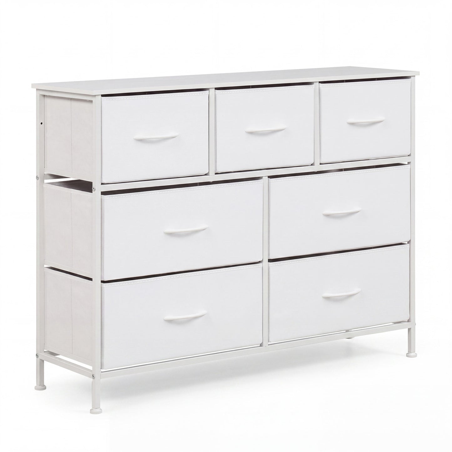 7-Drawer Wide Dresser with Fabric Drawers for Bedroom
