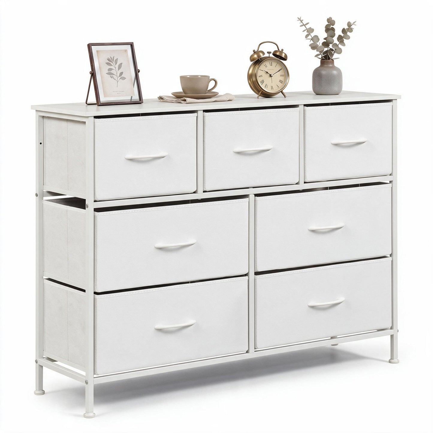 7-Drawer Wide Dresser with Fabric Drawers for Bedroom