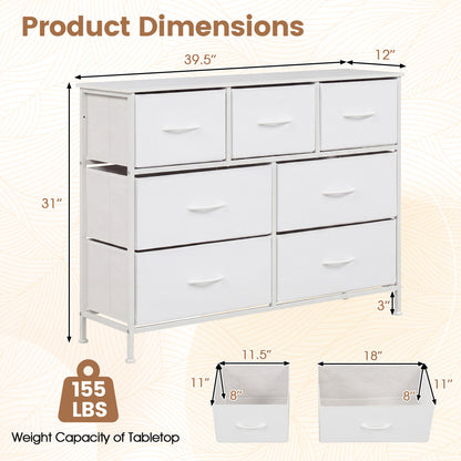 7-Drawer Wide Dresser with Fabric Drawers for Bedroom