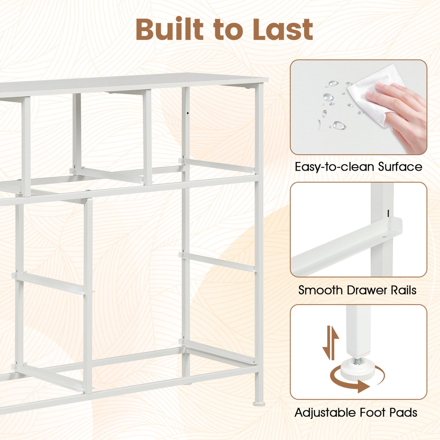 7-Drawer Wide Dresser with Fabric Drawers for Bedroom