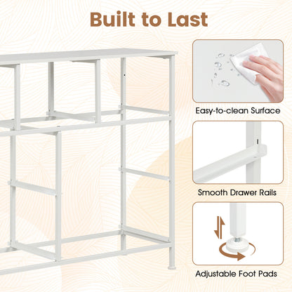 7-Drawer Wide Dresser with Fabric Drawers for Bedroom