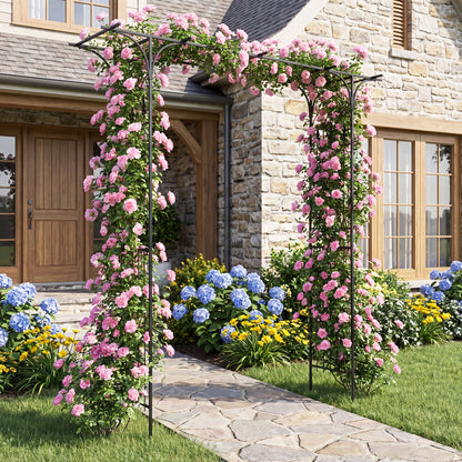 7 FT Garden Arch Arbor with Flat Top Design for Climbing Plants