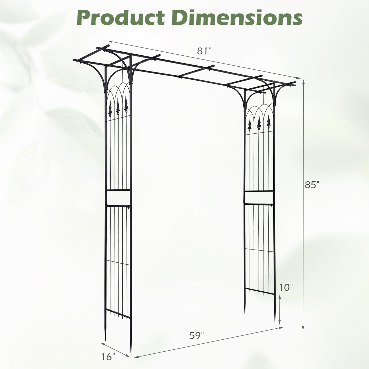 7 FT Garden Arch Arbor with Flat Top Design for Climbing Plants