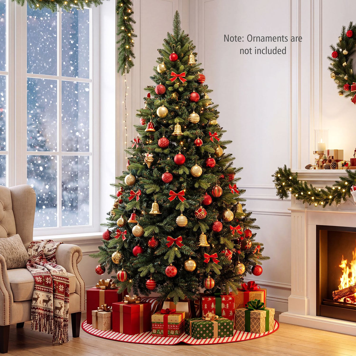 8 FT Artificial Christmas Tree with 1450 Full Branch Tips and Folding Metal Stand