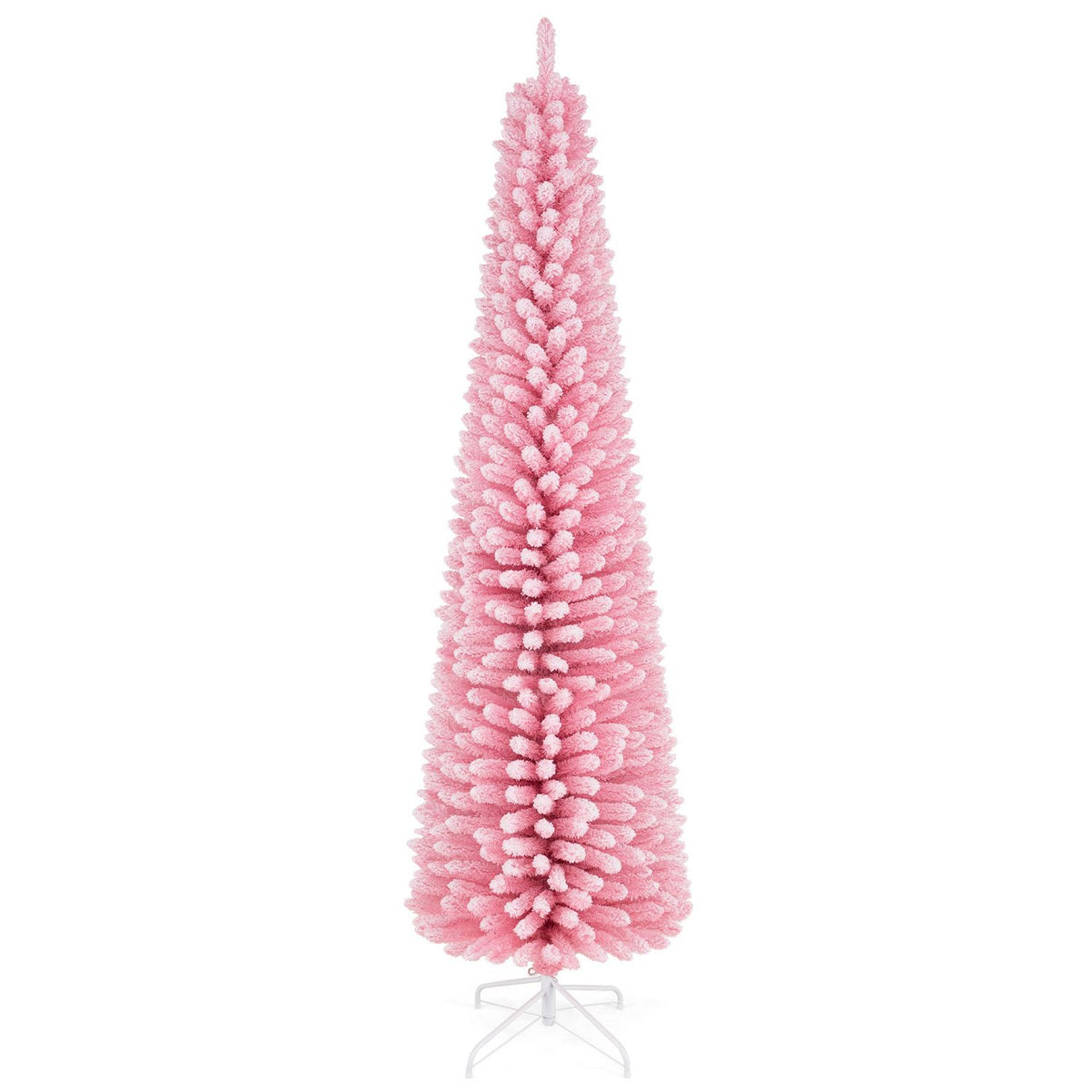 7 FT Pink Artificial Christmas Tree with 575 Snow Flocked PVC Branch Tips