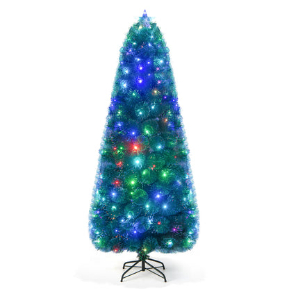 5/6/7 FT Pre-Lit Fiber Optic Christmas Tree with 148/185/226 Multi-Color LED Lights and Top Star Light-7 ft