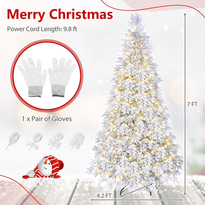 6 FT Pre-Lit Flocked Christmas Tree with LED Lights