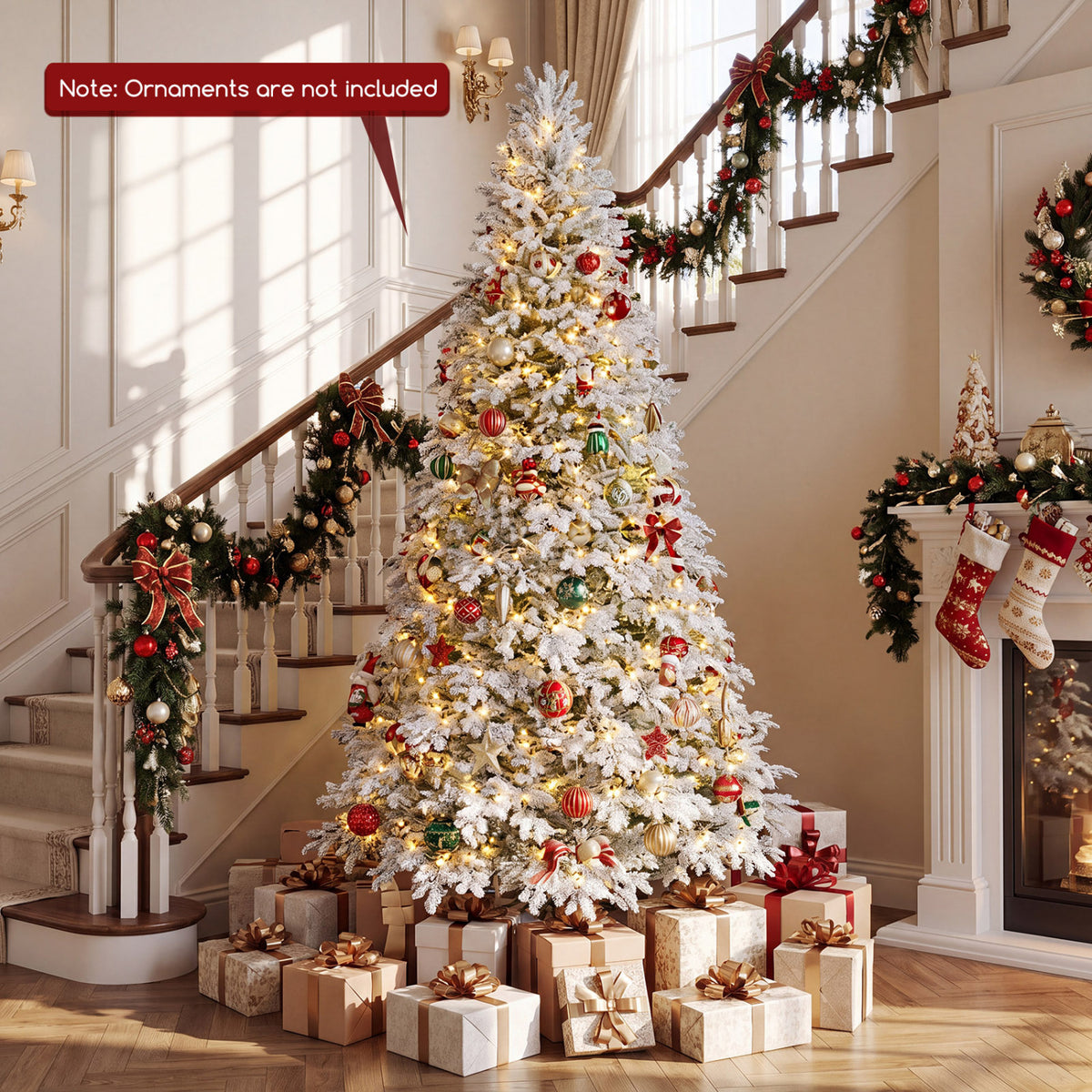 6 FT Pre-Lit Flocked Christmas Tree with LED Lights